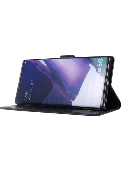Kelebek Çiçek Baskı Tpu+Pu Deri Deri Stand Kapağı Kılıfı Samsung Galaxy NOTE20 ULTRA/NOTE20 Ultra 5g-Black (Yurt Dışından) fırsatları