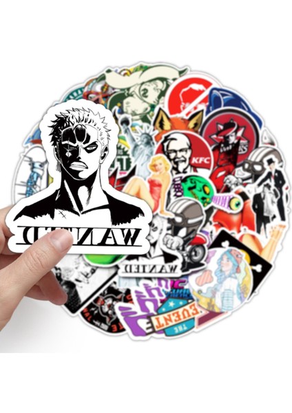 50 Adet Tekrarsız Karışık Retro Pvc Sticker 011
