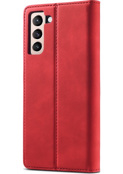 Samsung Galaxy S21 4g/5g-Kırmızı Için Güçlü Otomatik Ahmbot Magny Edge Business Style Deri Telefon Kapağı (Yurt Dışından)