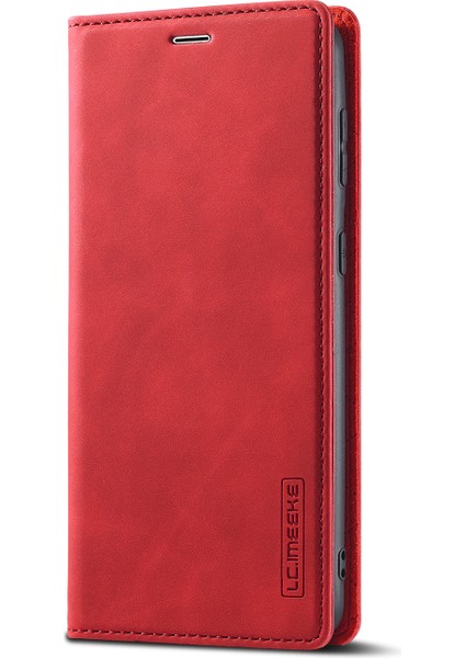 Samsung Galaxy S21 4g/5g-Kırmızı Için Güçlü Otomatik Ahmbot Magny Edge Business Style Deri Telefon Kapağı (Yurt Dışından)