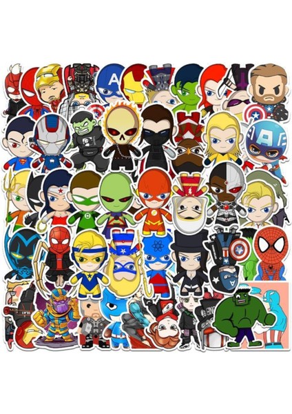 50 Adet Tekrarsız Anime Kahraman  Pvc Sticker 03