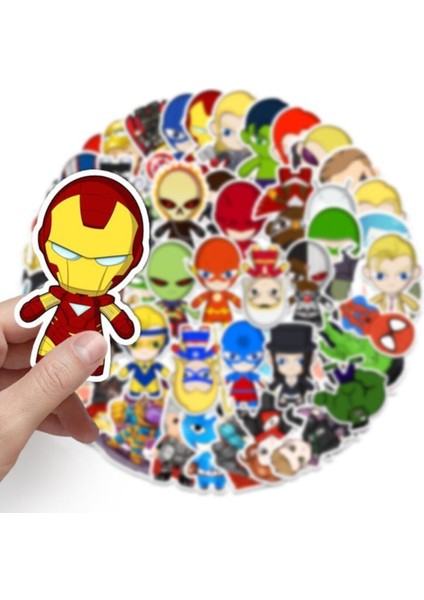 50 Adet Tekrarsız Anime Kahraman  Pvc Sticker 03