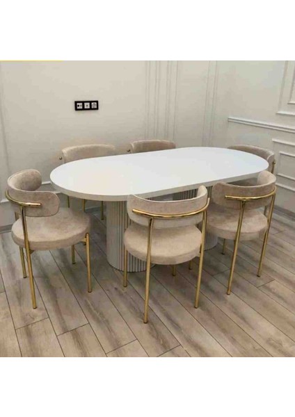 perla mutfak masası yemek masası mutfak masasaları 6 ad Sandalye (90*160 cm ) ölçü modelleri