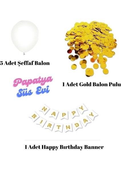 Parti Uzmanı Gold Konfetili Şeffaf Balon Seti