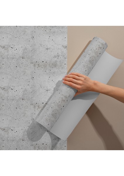 Beyaz Beton Desenli Yapışkanlı Folyo, Sıva Duvar Desenli Folyolar, Mutfak, Tezgah, Masa, Dolap Kaplama Folyosu, Isıya Dayanıklı, Su Geçirmez, Yapışkan Folyolar, Sticker, Büyük Ebatlı, Dekoros