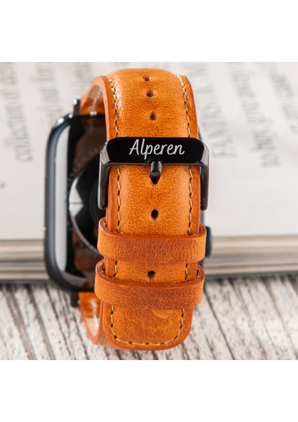 Apple Watch Deri Kordon 42MM 44MM 45MM 49MM 3 / 4 / 5 / 6 / Se / 7 / 8 / 9 Ultra Ultra 2 Deri Kayış Taba