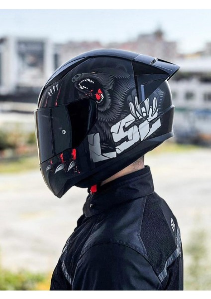 Rapid 2 Clawn Race Mat Siyah Gri Kırmızı Kask