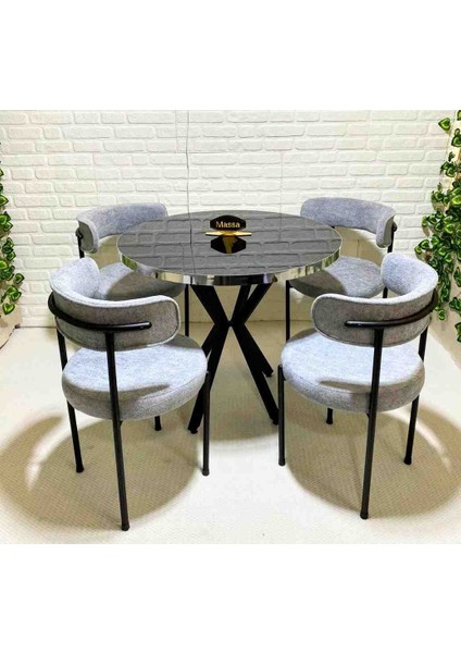 Milano 90 cm mutfak takimi mutfak yemek masası yuvarlak masa 4 ad sandalye