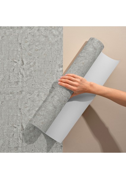 Gri Sıvalı Yapışkanlı Folyo, Minimalist Folyolar, Mutfak, Tezgah, Masa, Dolap Kaplama Folyosu, Isıya Dayanıklı, Su Geçirmez, Yapışkan Folyolar, Sticker, Büyük Ebatlı, Dekoros modelleri