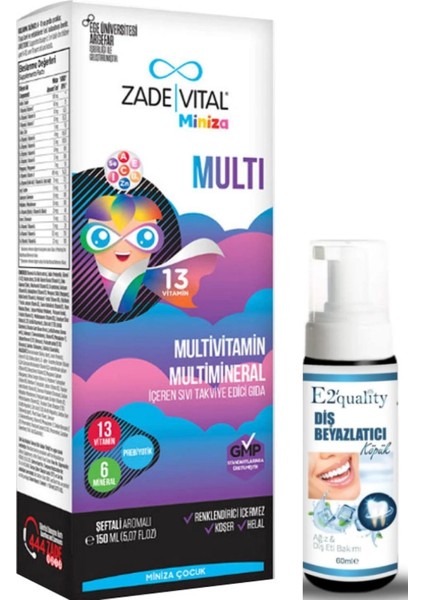 Miniza Multi Sıvı Takviye Edici Gıda 150 Ml - Diş Beyazlatıcı Köpük