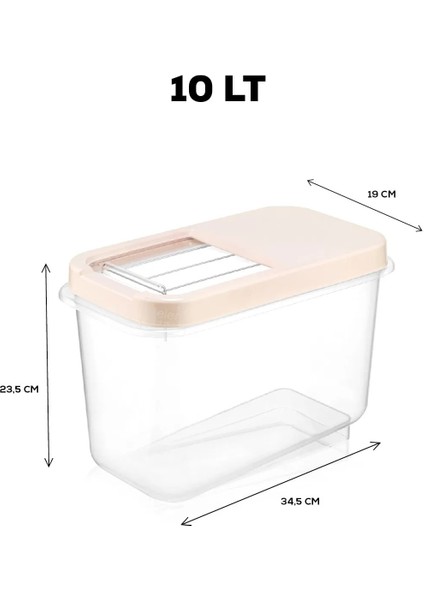 3'lü Multibox 10 Lt Bakliyat Saklama Kabı - Kayar Kapaklı Erzak Saklama Kabı Un Kabı Krem fiyatları