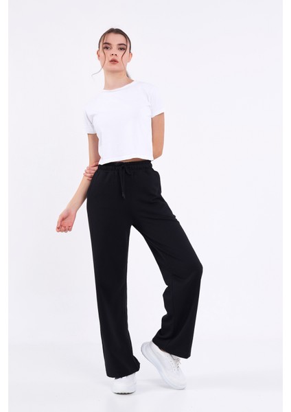 Siyah-Antrasit Mevsimlik Salaş Geniş Rahat Paça Yandan Cepli Kadın 2'li Eşofman Altı fiyatları