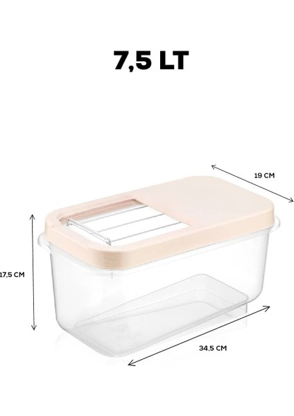3'lü Multibox 7,5 Lt Bakliyat Saklama Kabı - Kayar Kapaklı Erzak Saklama Kabı Krem fiyatları