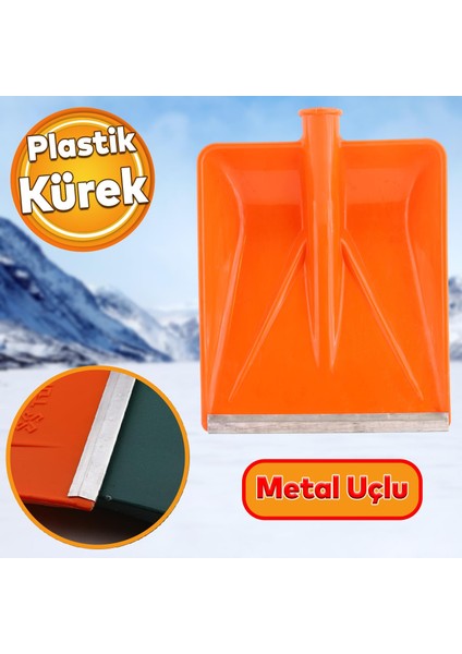 Kar Küreme Küreği Plastik Faryap Ahır Gübre Hayvan Pisliği Temizleme Turuncu 32.5X38 cm Kürek