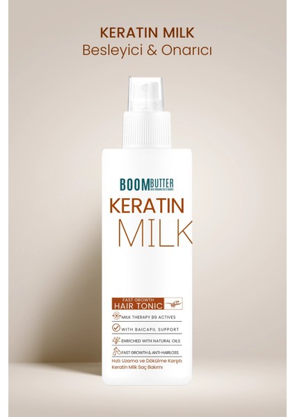 BOOM BUTTER Keratin Milk (Sütü) HIZLI UZAMA DÖKÜLME KARŞITI Saç Spreyi 150ML