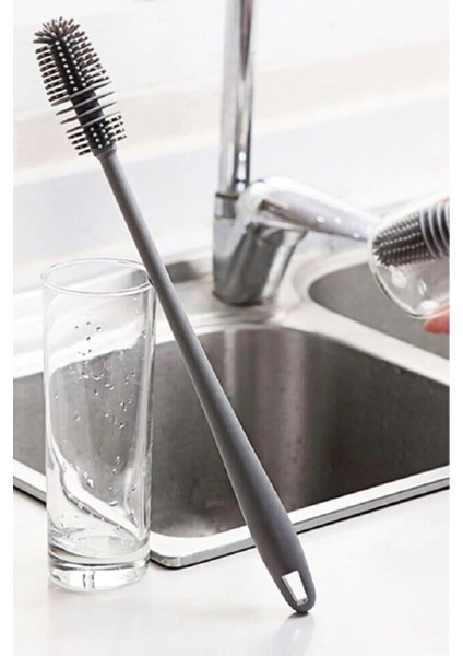 Uzun Saplı Silikon Bardak, Biberon, Kavanoz Yıkama Fırçası