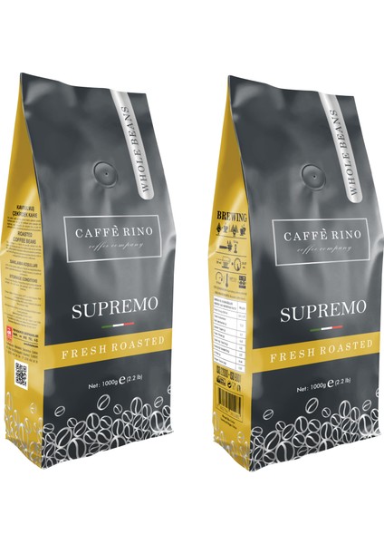 Espresso Supremo 1000gr Çekirdek Kahve Caffe Rıno