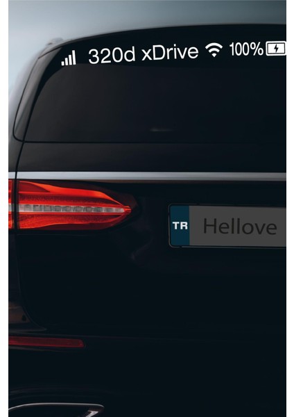 Bmw 320D Xdrive Sticker Telefon Şarj Wifi Batarya Şebeke Cam Oto Sticker 40X4CM Beyaz Uyumlu
