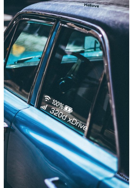 Bmw 320D Xdrive Sticker Telefon Şarj Wifi Batarya Şebeke Cam Oto Sticker 40X4CM Beyaz Uyumlu indirimleri