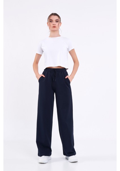 Siyah-Lacivert-Antrasit Mevsimlik Salaş Geniş Rahat Paça Yandan Cepli Kadın 3'lü Eşofman Altı modelleri