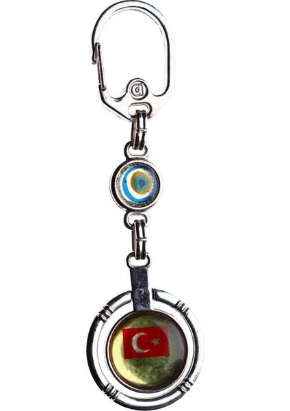 Türkiye Bayraklı Nazarlık Eski Anahtarlık AKS432