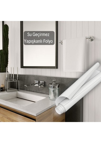 Beyaz Ahşap Şerit Panel Folyo, Modern Kendinden Yapışkanlı Folyolar, Dolap Yapışkanı, Duvar ve Mobilya Kaplama Folyosu, Su Geçirmez, Isıya Dayanıklı Büyük Ebatlı Çıkartma,dekoros modelleri