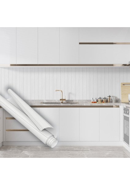 Beyaz Ahşap Şerit Panel Folyo, Modern Kendinden Yapışkanlı Folyolar, Dolap Yapışkanı, Duvar ve Mobilya Kaplama Folyosu, Su Geçirmez, Isıya Dayanıklı Büyük Ebatlı Çıkartma,dekoros indirimleri