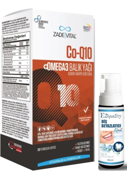Co-Q10 Omega3 Balık Yağı Içeren Takviye Edici Gıda 30 Kapsül - Diş Beyazlatıcı Köpük