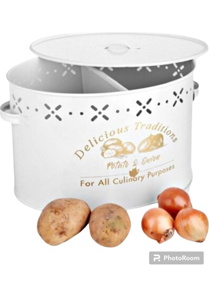 3’lü Set Metal Kapaklı Ekmeklik Patates Soğanlık ve Sofra Ekmeklik Beyaz fırsatları