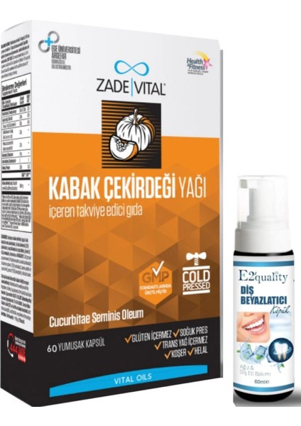 Kabak Çekirdeği Yağı 60 Kapsül- Diş Beyazlatıcı Köpük