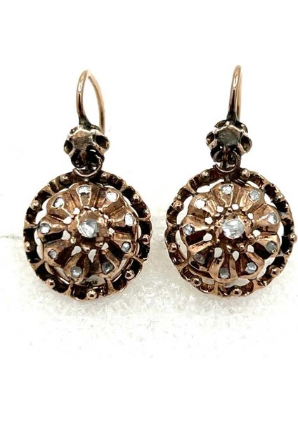 Osmanlı Antika Elmas Taşlı Gül Küpe EBY33635 modelleri