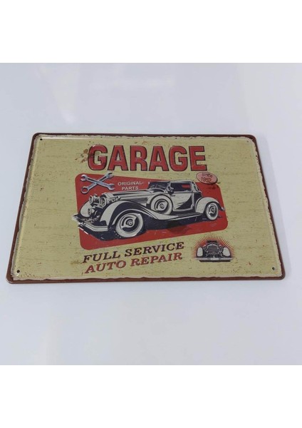 Garage Eski Araba Tamir Temalı 20X30 cm Metal Plaka Tablo