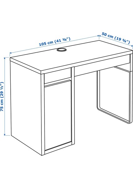 Çalışma Masası Mıcke Meridyendukkan Beyaz-Antrasit Renk 105X50 cm Ev-Ofis Çalışma Ünitesi