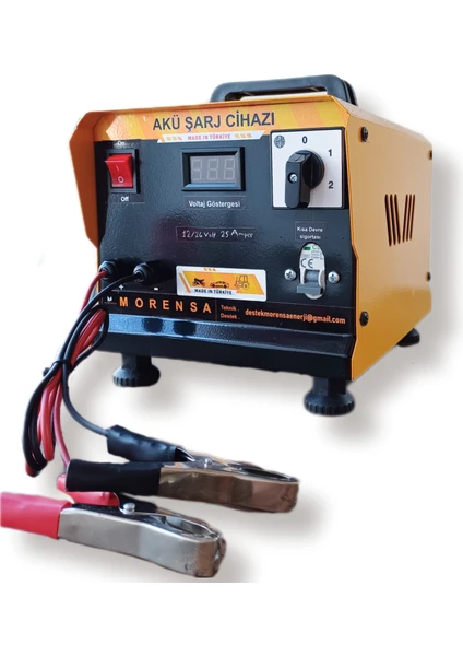 Morensa Enerji 12/24 Volt 25 Amper Akü Şarj Cihazı(İKİ AKÜLÜK)