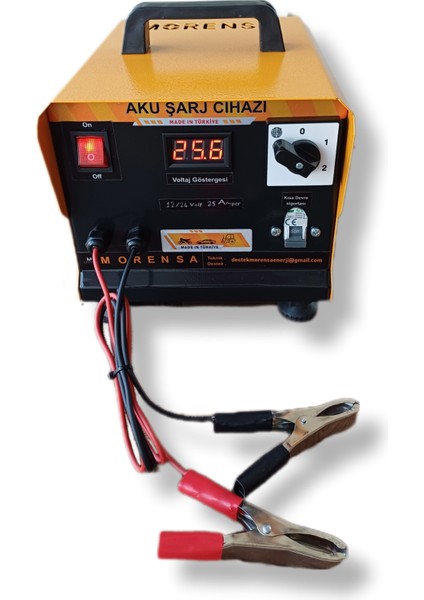 Morensa Enerji 12/24 Volt 25 Amper Akü Şarj Cihazı(İKİ AKÜLÜK)