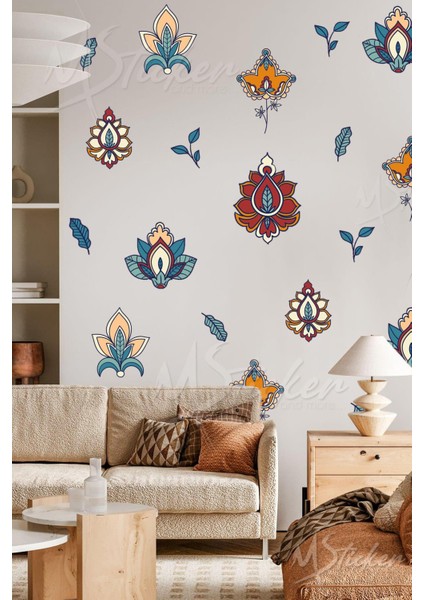 Şal Densenli Özel Tasarım Salon Oturma Odası Cam Duvar Sticker Seti