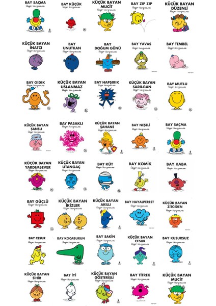 Küçük Bay ve Bayan Serisi 40 Kitap Set - Roger Hargreaves