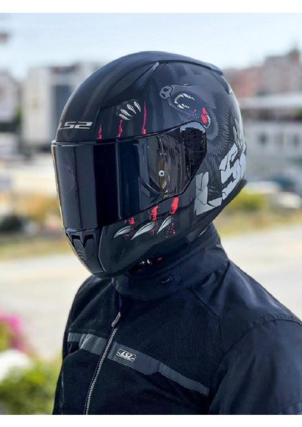 Rapid 2 Clawn Mat Siyah Gri Kırmızı Kask Siyah Vizörlü modelleri