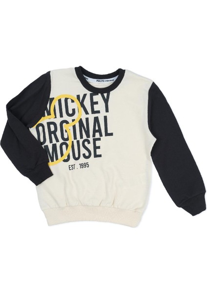 Mickey Mouse Yazı Baskılı Erkek Çocuk Alt Üst 2'li Eşofman Takım modelleri