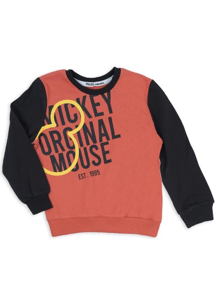 Mickey Mouse Yazı Baskılı Erkek Çocuk Alt Üst 2'li Eşofman Takım