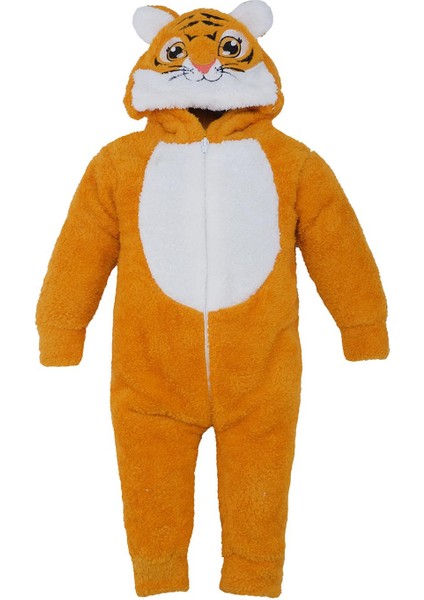 Welsoft Erkek Bebek Hardal Sarı Kaplan Şapkalı Peluş Uyku Tulumu