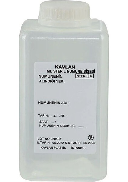 Su Numune Şişesi 500 ml Pp Tiyosülfatsız Steril Şeffaf/koli 72 Adet
