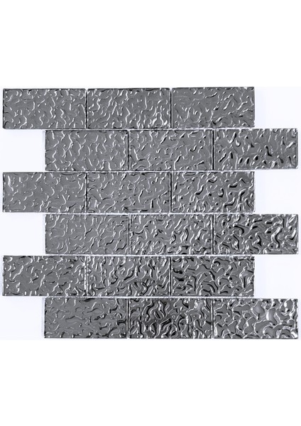 Mutfak Tezgah Arası ve Iç Mekan Dekorasyon Uygulamalarınız Için Gümüş Krom Kristal Cam Mozaik. Cam Ölçüsü: 48X98X6 Mm. File Ölçüsü: 30X30 Cm.
