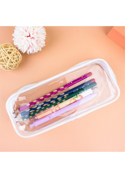 CCmoo Pretty Siyah ve Beyaz Su Temizli Zipper Pvc Kalem Case Simple Solid Plastic Storage Bag Transparent Cosmetic Bag Storage Bag Kalem Kutusu (Yurt Dışından)