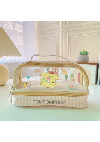 Japon Kız Kalp Kuromi Pacha Köpek Büyük Kapasiteli Çift Katmanlı Taşınabilir Üç Boyutlu Sevimli Şeffaf Saklama Puding Kalem Kutusu (Yurt Dışından)