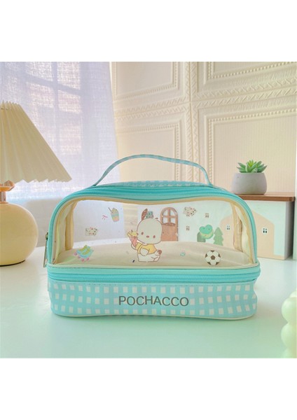 Japon Girly Kalp Kuromi Pacha Köpek Büyük Kapasiteli Çift Katmanlı Taşınabilir Üç Boyutlu Sevimli Şeffaf Saklama P/c Kalem Kutusu (Yurt Dışından)