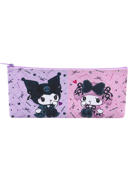 Karikatür Sanrio Sanrio Kuromi Melody Pu Tek Katmanlı Kırtasiye Kırtasiye Malzemesi Saklama Koyu Stil Kalem Kutusu (Yurt Dışından)