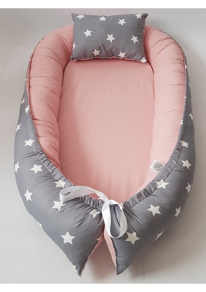 Babynest Dünyası Babynest - Bebek Yuvası Gri Yıldız Pudra