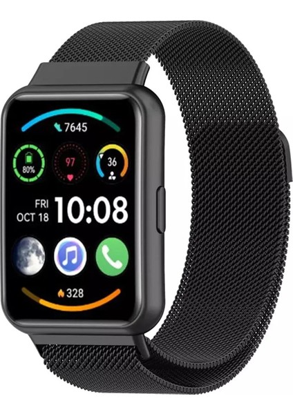Huawei Watch Fit 2 Uyumlu Kordon Hasır Metal Örgü Milano Mıknatıslı Kordon Kayış