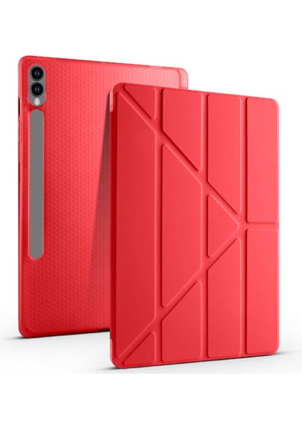 Samsung Galaxy Tab S9 Fe Plus 12.4 SM-X610 Kılıf Kalem Bölmeli Trifolding Yatay Dikey Standlı Case Hediye Kalemli